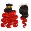Ishow 8A Brazilian Hair Weaves Extensions 3 Hair Bundles with Closure T1bRed Ombre Hair Body Wave Human Hair
