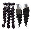 Amazing Star Loose Wave with Closure Malaysian Virgin Hair with Crochet Closure Free Part Human Hair Bundles with 4x4 Closure