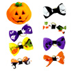 7 Unids Halloween Perro Gomas Bandas Cabello Bowknot Sombreros Para Mascotas Gato Perro Squeaky Sound Pumpkin Toy Pet Grooming Accesorios