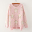 Womens western autumn&winter round neck Korean version of sweater bright silk star patterns under a fork cover sweater