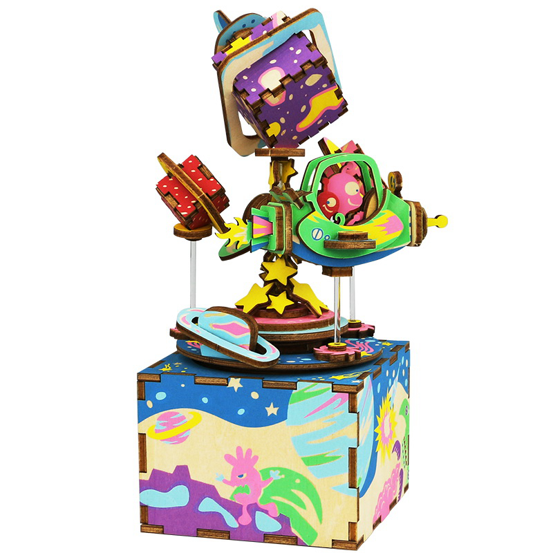 Ruo Christmas gifts children&39s three-dimensional wooden puzzle hand assembled music box - Star Luo Galaxy 403