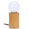 E27 Lámpara De Mesa De Madera Redonda Minimalista De Roble Macizo Sólido Con Bombilla LED