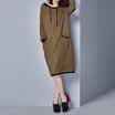 City plus CITYPLUS 2017 Winter new style women&39s clothing wild hooded stitching dress V-neck long sleeve knit dress CWQZ179756 khaki all code