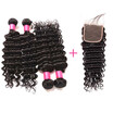 BHF Hair 8A Virgin Deep Wave Hair With Silk Base Closure Virgin Brazilian Hair Weave Bundles With Closure Three Part