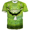 3D Printed T-shirts Men Short sleeve Blouse Hipster Costume Boys Tops -Green Snake