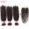 BHF Hair 7A Grade Virgin Unprocessed Human Hair Afro Kinky Curly Brazilian Hair Weave Bundles With Lace Closure
