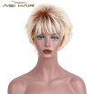 AISI HAIR Synthetic Short Wigs for Black Women Ombre Light Blonde Heat Resistant Straight Hair