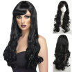 JUNSI Synthetic Wig Long Black Wavy Hair Wig Beauty Hair For Black Women Wigs