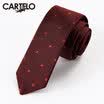 Card Dili Crocodile CARTELO lazy easy to pull men&39s tie groom wedding leisure narrow tie men Korean version of the formal business gift boxed CC57C18021 dark red dots