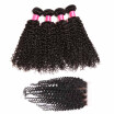 BHF Hair Virgin Hair Malaysian Curly Hair 4 Bundles With Closure Free Middle Three Part