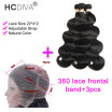 HCDIVA Pre Plucked 360 Lace Frontal with Bundle Brazilian Virgin Hair Body Wave 3 Bundle&Frontal Closure With Baby Hair