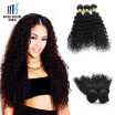 Kiss Hair Deep Wave Hair 3 Bundles with Lace Closure 1B Color Brazilian Deep Wave Raw Virgin Brazilian Human Hair 8A Grade Hair