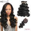 HCDIVA Malaysian Body Wave Hair 4 Bundles With Lace Closure Malaysian Virgin Hair With Closure Unprocessed Human Hair With Closure