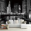 Custom 3D Mural Wallpaper Black And White City Night Landscape Murals Living Room TV Backdrop Wall Modern Simple Papel De Parede