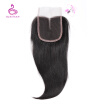 Silkswan Remy Hair Peruvian straight Lace Closure 4x4 Free Part 100 Human Hair8-20inch Medium Brown Swiss lace Natural Colo Free