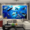 Custom Mural Wallpaper 3D Stereoscopic Dolphin Marine Animals Wallpaper Bedroom Childrens Room Non-woven Wallpaper Mural Walls