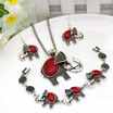 Bohemia Women Vintage Silver Color Elephant Jewelry Sets Thailand Animal Long Necklace Flower Bracelet Hook Earrings Indian Set