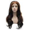 Iwona Synthetic Hair Lace Front Long Wavy Black Hightlight Wig