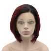 Iwona Synthetic Hair Lace Front Short Straight Bob Black Red Ombre Wig