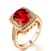 Red Rhinestone Paved Cubic Zirconia CZ Diamond Rings Rose Gold Plated Fashion Crystal Retro Jewelry For Women DFR322