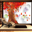 Custom 3D Wall Murals Wallpaper Red Maple Trees Love Heart Leaves Modern Living Room TV Background Mural Wall Papers Home Decor