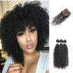 kisshair kinky curly hair weft nature color raw Indian human hair 8A grade remy hair bundles with closure