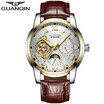 GUANQIN Mens Top Brand Business Waterproof Watch Tourbillon Automatic Mechanical Watch Mens Casual Leather Strap