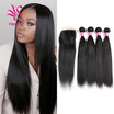 4 Bundles Straight Hair With Closure 7A Peruvian Straight Virgin Hair With Closure Human Hair Peruvian Virgin Hair With Closure