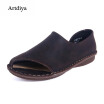 Artdiya 2018 Summer Women Shoes Handmade Art Genuine Leather Flat Peep Toe Shoes Comfortable Leisure Sandals F071A Size 35-42