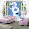 Custom Wall Mural Wallpaper Window Sea View Dolphins Blue Sky White Clouds Love Heart Wallpapers For Home Walls Living Room Sofa