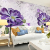 Custom 3D photo wallpaper non-woven wallpaper living room wallpaper European modern purple lotus wallpaper mural