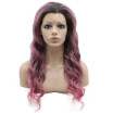 Iwona Synthetic Hair Lace Front Long Wavy Ombre Pink Three Tone Wig