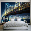 Custom 3D Wall Mural Wallpaper City Bridge At Night View Living Room Bedroom Sofa TV Backdrop Wallpaper Home Decoration Wall Art