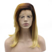 Shoulder Length Straight Ombre Orange Blonde Three Tone Lace Front Wig