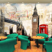 Custom 3d mural 3D European style architectural Wallpaper of Paris car clock mural bar KTV restaurant casual Cafe wallpaper