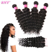 BHF Hair 8A Virgin Deep Wave Hair With Silk Base Closure Virgin Brazilian Hair Weave Bundles With Closure Three Part