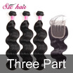 SZC Peruvian Virgin Hair Body Wave 3 Bundles with Closure Unprocessed Virgin Human Hair Weave Bundles Extensions Natural Color