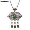 Gorgeous Brand Turkish Design Flower Necklaces Thin Chain Red Resin Acrylic Pendants Vintage Party India Women Wedding Jewelry