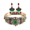 Vintage Turlish Women Earrings Bangles Sets Antique Gold Color Resin Flower Jewelry Earring&bangle Sets India Bridal Jewelry