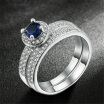 Silver Color Blue Crystal Ring Set Fashion Wedding & Engagement Ring Set Jewelry For Women with Austrian Crystal R506