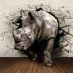 3D Kids Wallpaper Custom 3D Stereoscopic Rhinoceros Brick Wall Living Room Sofa Background Wall Mural 3D Straw Wall Paper Murals