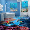 Free Shipping HD Marine World 3D Floor thickened bedroom shopping mall living room bathroom flooring wallpaper mural 250cmx200cm