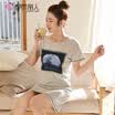 Urban beauty pajamas ladies cotton short-sleeved nightdress fresh Korean version of the thin section single piece skirt home service BH7001 light gray gray L