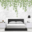 Nordic Modern Simple Green Leaves White Brick Wall Paper Mural Papel De Parede 3D Living Room Sofa TV Background Photo Wallpaper