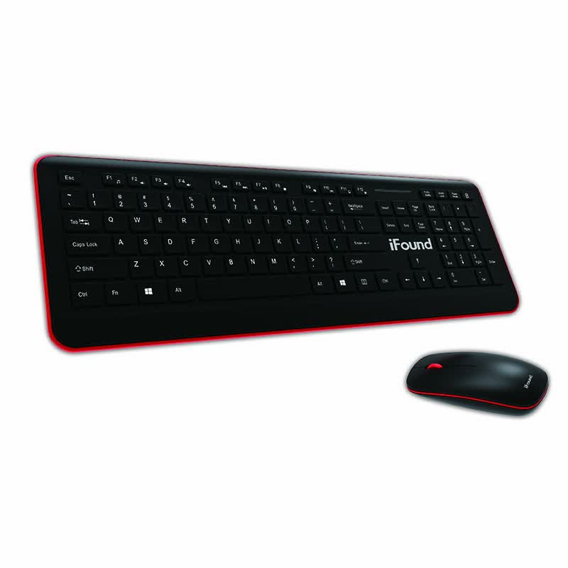 Founder iFound W6201 wireless mouse&keyboard set film keyboard wireless chocolate mouse&keyboard set computer keyboard desktop black&red