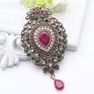Vintage Turkish Brooch Plus Size Women Hairpins Jewelry Antique Gold Color Water Drop Brooches Broches Cap Badge Hijab Pins