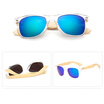Unisex Bamboo Sunglasses Men Wooden Sun glasses Women Mirror Eyeglasses- Black Blue Mercury