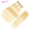 Alot Hair Brazilian Virgin hair Straight Hair 613 Blond Color weave bundles 613 Hair Extensions 3 Bundles With Closure 100 Human