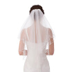 2T Short Sequin Pearl Edge Crystals Beaded Bling Wedding Bridal Veil