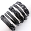 5Pcs Unisex Men Women Black Brown Colorful Leather Bracelet Wristband